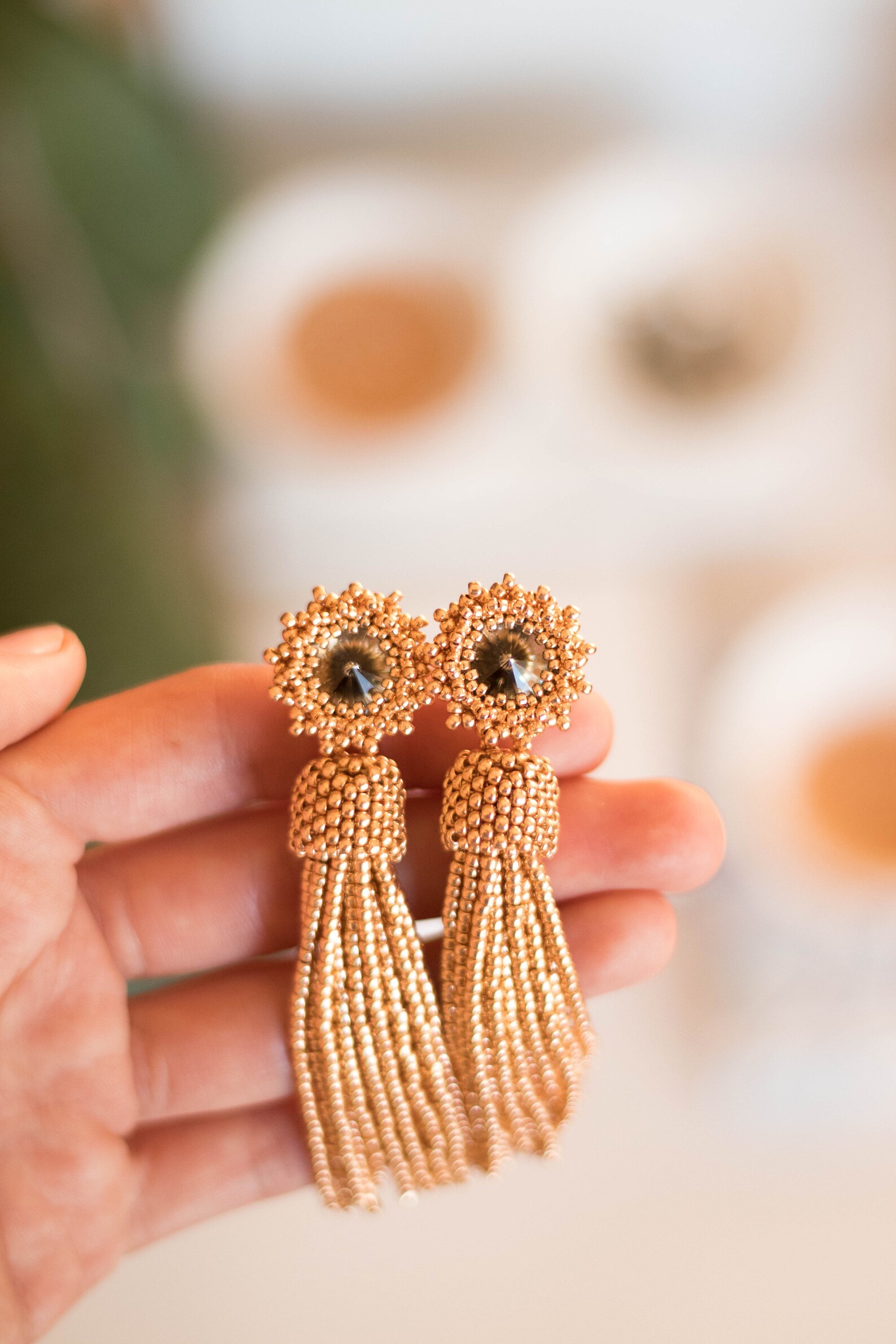 Rose Gold Tassel Earrings Gold Wedding Earrings Rose Gold Etsy