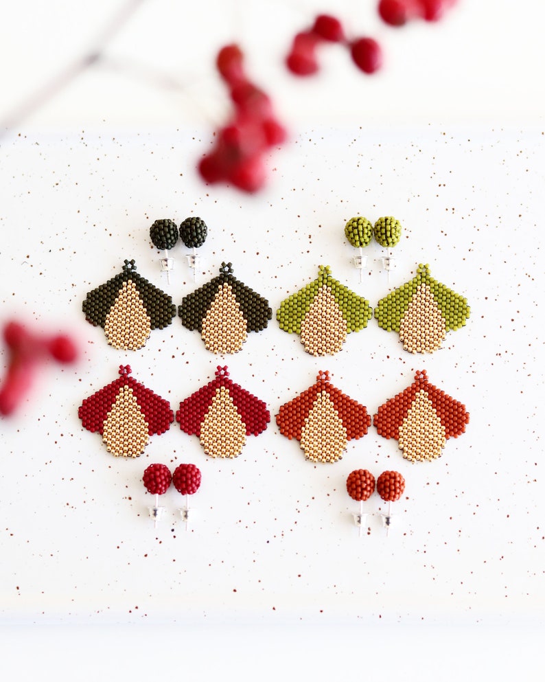 Double sided earrings Botanical earrings Dainty ear jacket earrings Ear jackets gold Olive green earrings Front back earrings
