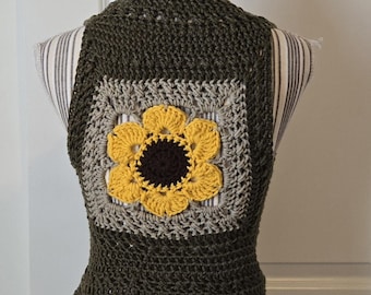 Chaleco de ganchillo, chaleco, hecho a mano, hada, pieza única, hada, duende, élfico, ropa de festival, ropa de playa, bohemio, hippie, cottagecore, mori, orgullo