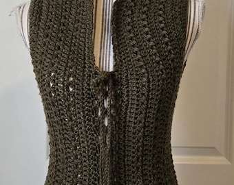 Chaleco de ganchillo, chaleco, hecho a mano, hada, pieza única, hada, duende, élfico, ropa de festival, ropa de playa, bohemio, hippie, cottagecore, mori, orgullo