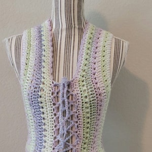 crochet vest, vest, handmade, fae, faer, OOAK, fairy, pixie, elven, festival wear, beach wear, boho, hippie, cottagecore, mori, cosplay