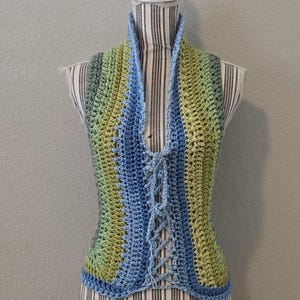 crochet vest, vest, handmade, fae, faer, OOAK, fairy, pixie, elven, festival wear, beach wear, boho, hippie, cottagecore, mori, pride