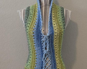 chaleco de crochet, chaleco, hecho a mano, hada, faer, OOAK, hada, duendecillo, elfo, ropa de festival, ropa de playa, bohemio, hippie, cottagecore, mori, orgullo