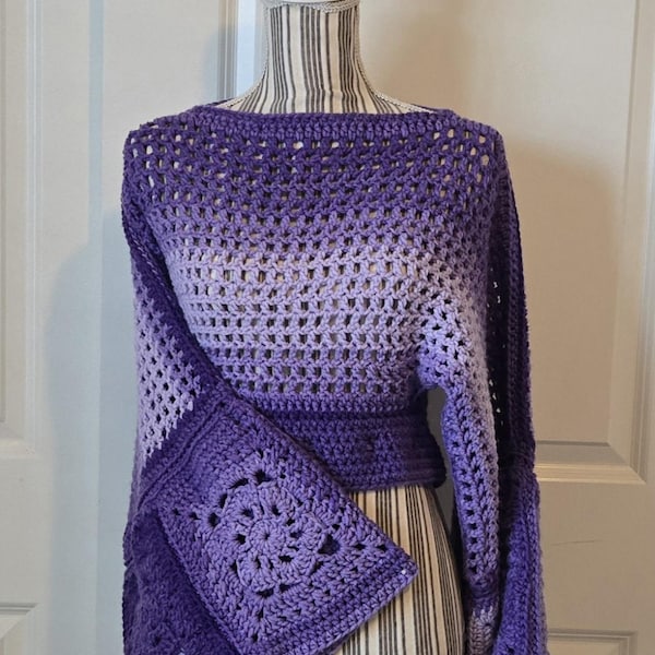 Halter, crop top, crochet, boho, hippie, bohemian, fairycore, patchwork, mori, cottagecore, shrug, handmade, beach wear, festival wear