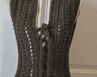 Chaleco de ganchillo, chaleco, hecho a mano, hada, pieza única, hada, duende, élfico, ropa de festival, ropa de playa, bohemio, hippie, cottagecore, mori, orgullo