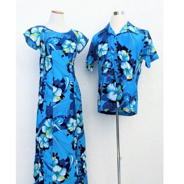 SALE *** Deadstock with Tags Paradise Hawaii Hawaiian Dress and Tiki Shirt Honeymoon Set