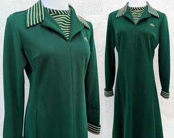 Green and White Collared Striped Lacoste Dress - Etsy