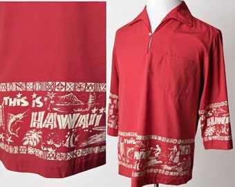 Novelty Print "This is Hawaii" Hawaiian Shirt Tunic