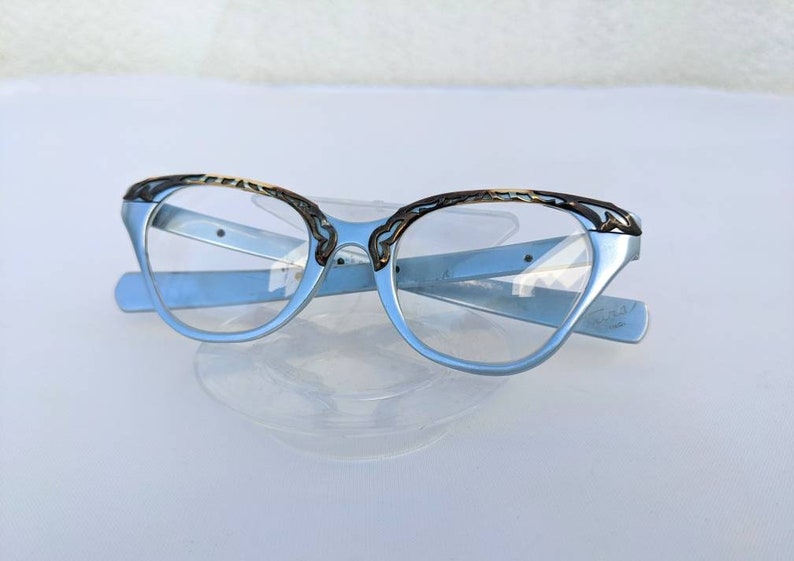 SALE Gorgeous Tura Blue Grey Aluminum Eyeglasses image 4