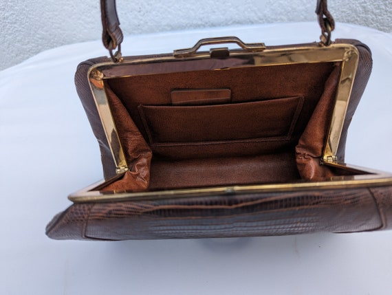 SALE *** Vintage Brown Lizard Handbag Purse - image 9