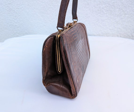 SALE *** Vintage Brown Lizard Handbag Purse - image 4