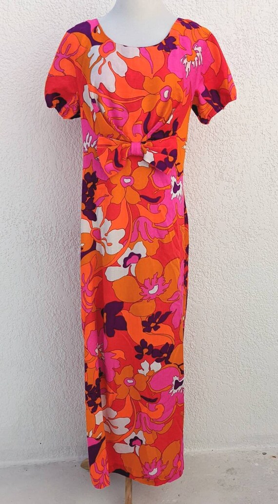 Fabulous Mildred's of Hawaii Neon Barkcloth Caped… - image 3