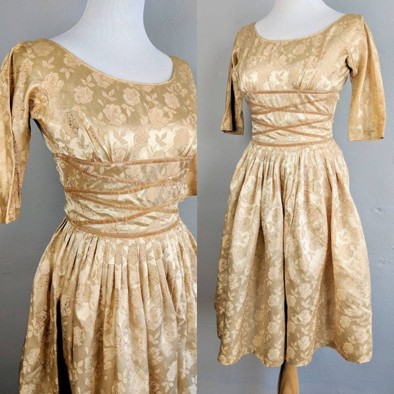 CLEARANCE *** Gorgeous Vintage Champagne Teena Paige Rose Gown