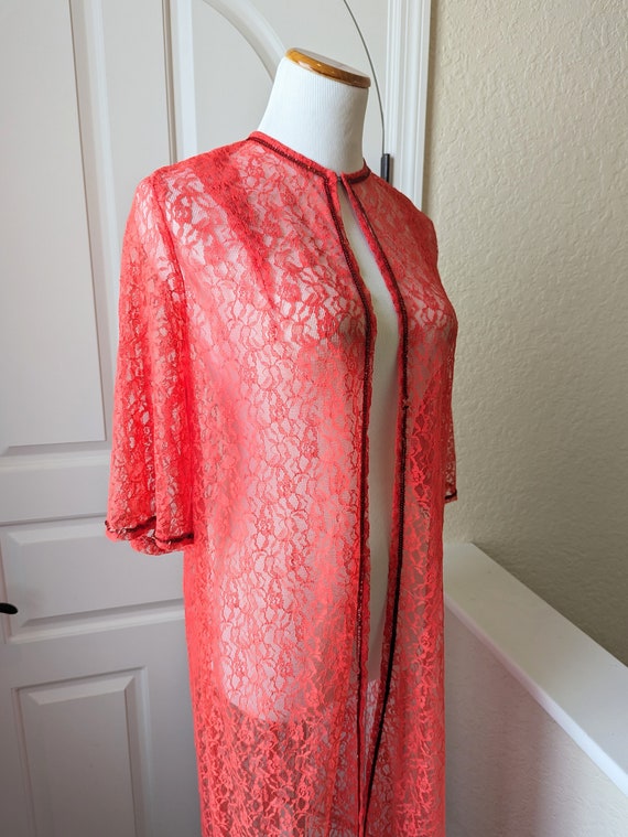 SALE *** Fabulous Vintage Bright Red Lace and Seq… - image 5