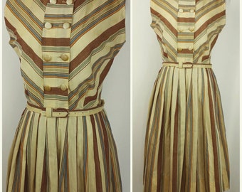 Beautiful Vintage Striped Cotton Day Dress