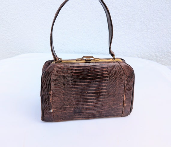 SALE *** Vintage Brown Lizard Handbag Purse - image 7