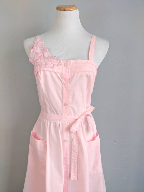 CLEARANCE *** Deadstock Pink Vintage Sundress wit… - image 4