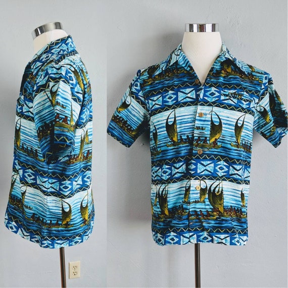 SALE *** Vintage Pacific Isle Hawaiian Tiki Shirt - image 1