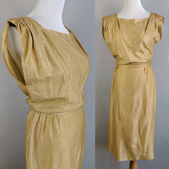 Stunner! Vintage Koret of California Gold Lurex Dr