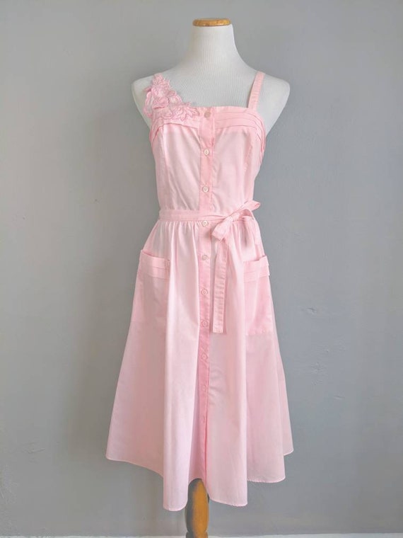 CLEARANCE *** Deadstock Pink Vintage Sundress wit… - image 3