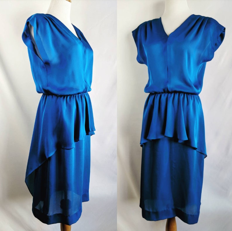 Beautiful Vintage Blue Peplum Dress