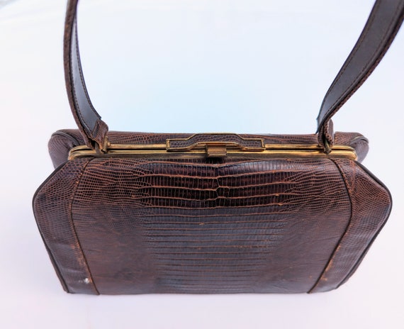 SALE *** Vintage Brown Lizard Handbag Purse - image 8