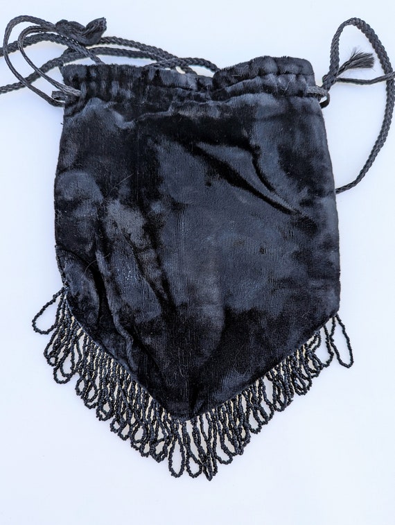 SALE *** Black Velvet Beaded Pouch Purse - image 8