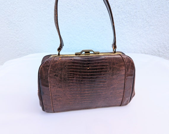 SALE *** Vintage Brown Lizard Handbag Purse - image 3