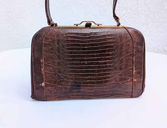 SALE *** Vintage Brown Lizard Handbag Purse - image 1