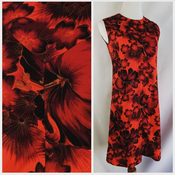 red and black shift dress