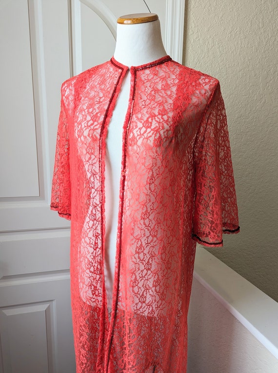 SALE *** Fabulous Vintage Bright Red Lace and Seq… - image 6