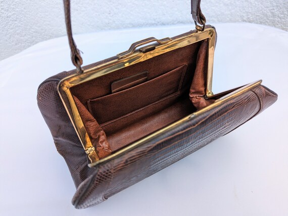 SALE *** Vintage Brown Lizard Handbag Purse - image 5