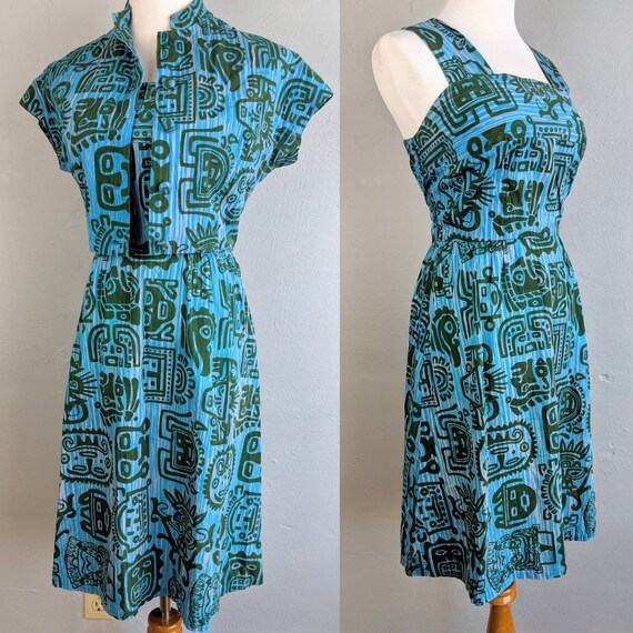 Fabulous Novelty Tiki Print Sundress with Bolero