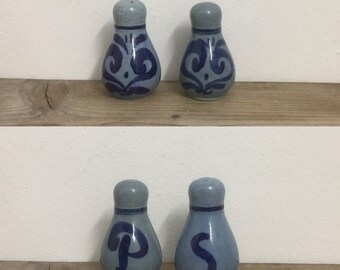 Salt Pepper Shakers Stoneware Pottery Rustic Farmhouse Kitchen Artisan