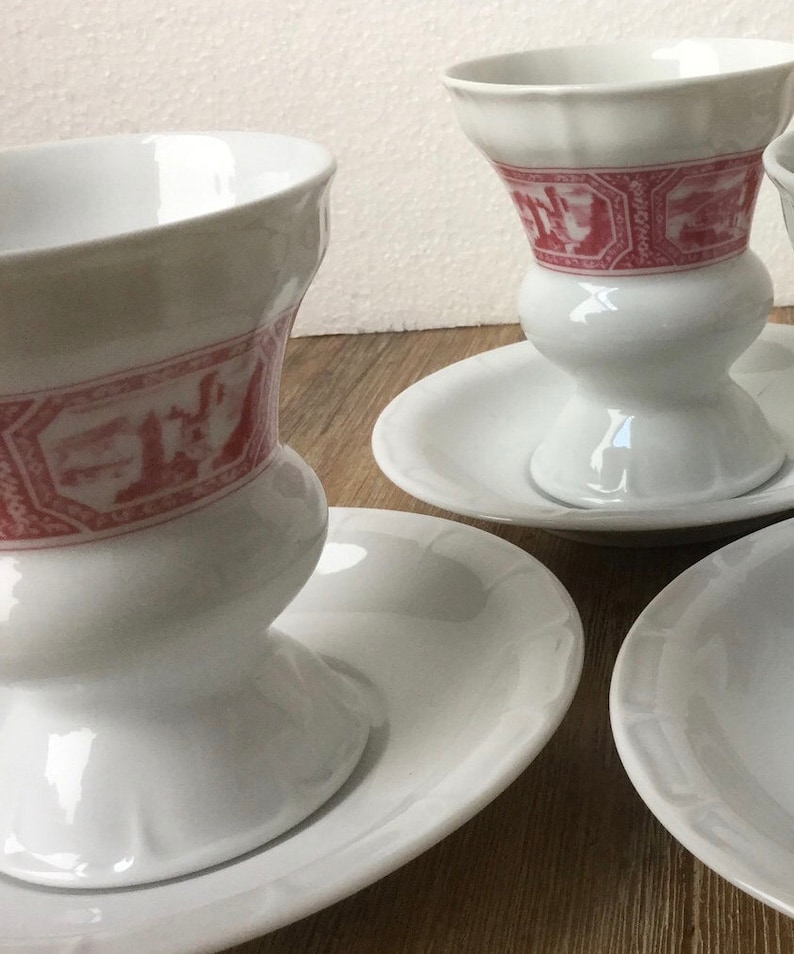 2 tazas de café Rudesheim con platillos fabricados en Alemania. imagen 5