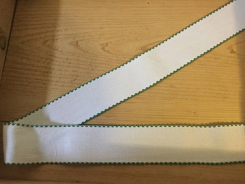 AIda white green edge cross stitch band embroidery fabric Etsy