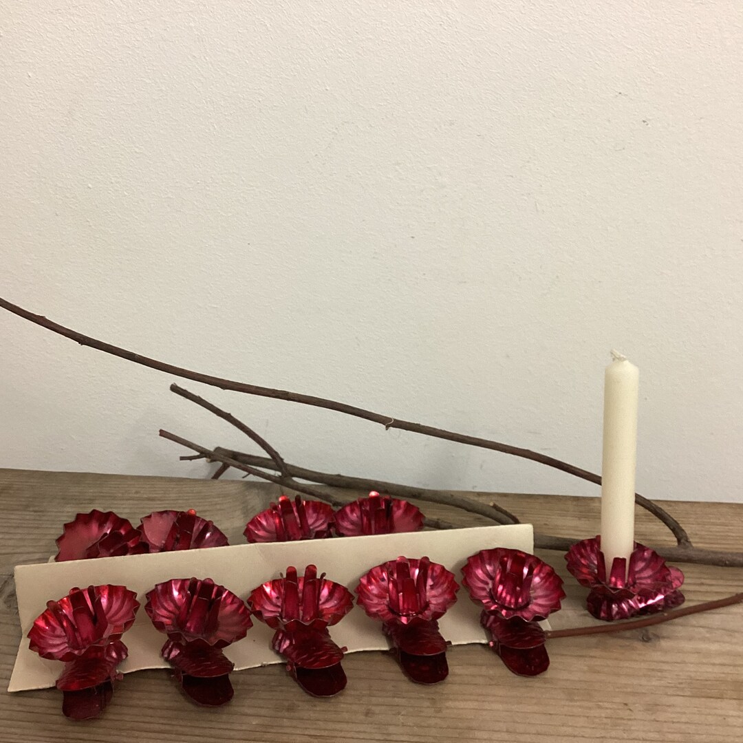 Christmas Tree Candle Clips Vintage Set 10 Pink Holders Etsy