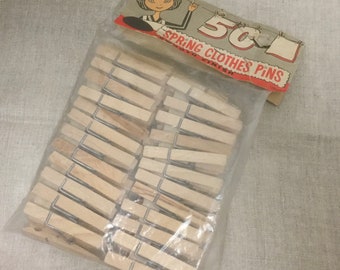 Wood Laundry Pins 50 Wooden Washing Pegs