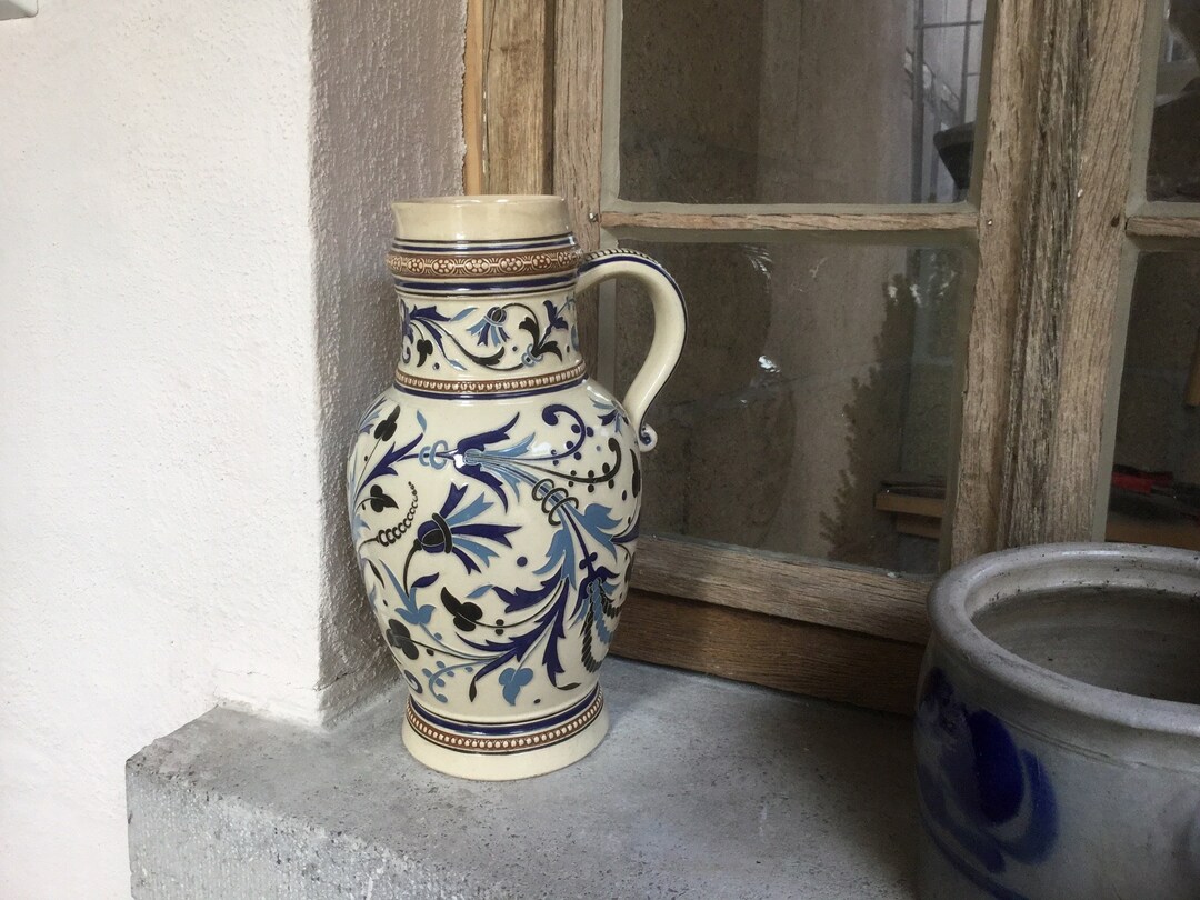 Old Pitcher Vase Made in Germany Hand Crafted Stonewar Etsy