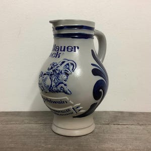 ピッチャー ヴィンテージ ストーンウェア ドイツ製 アップルワイン ジャグ ブルー ビリー ゴート ラム