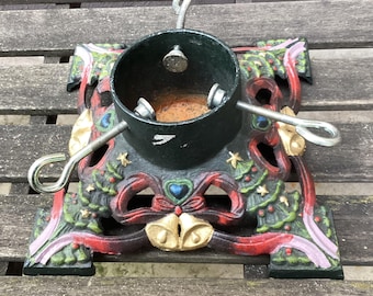 Candelabro de hierro antiguo para árbol, candelabro vintage alemán grande, pesado, rústico