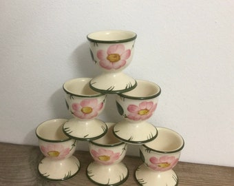 Wild Rose Egg Cups Villeroy Boch Country Cottage Kitchen Farmhouse Decor Hand Painted