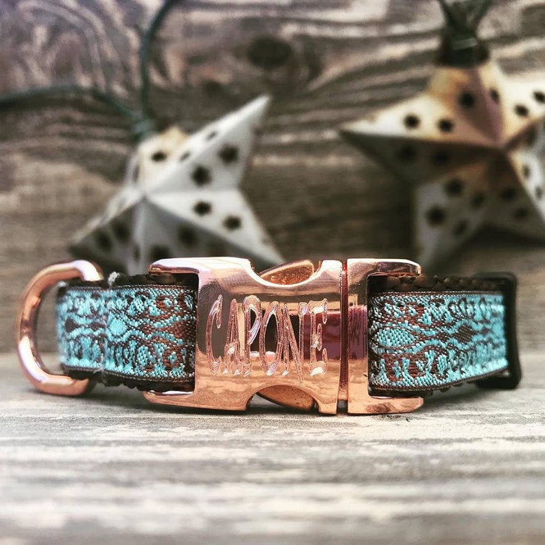 Calligraphy Blue Dog Collars and Leashes Etsy