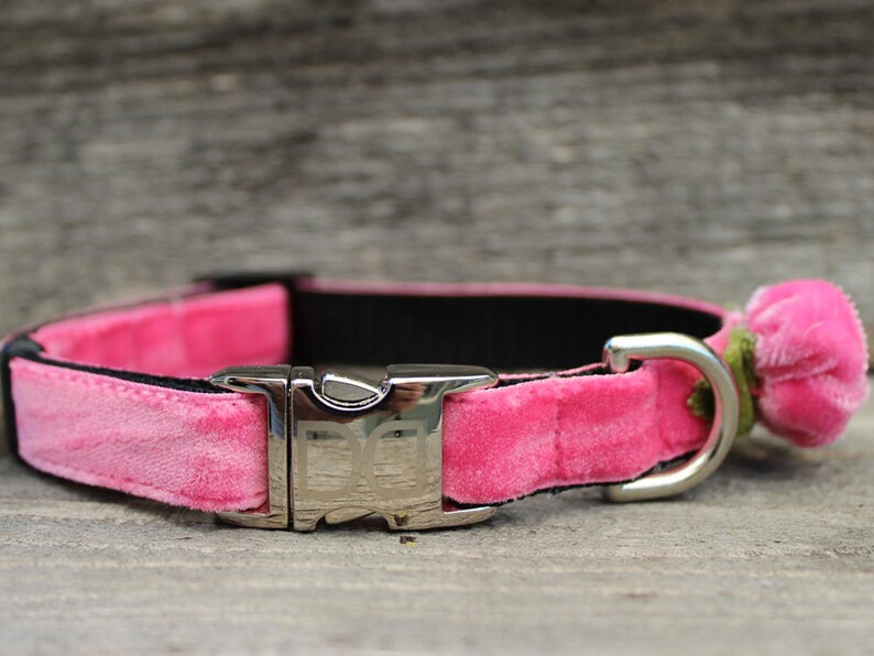 Rosebud Pink Velvet Dog Collars and Leashes Etsy