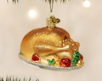 NWT NEW Christmas Ornament Glass Turkey Platter