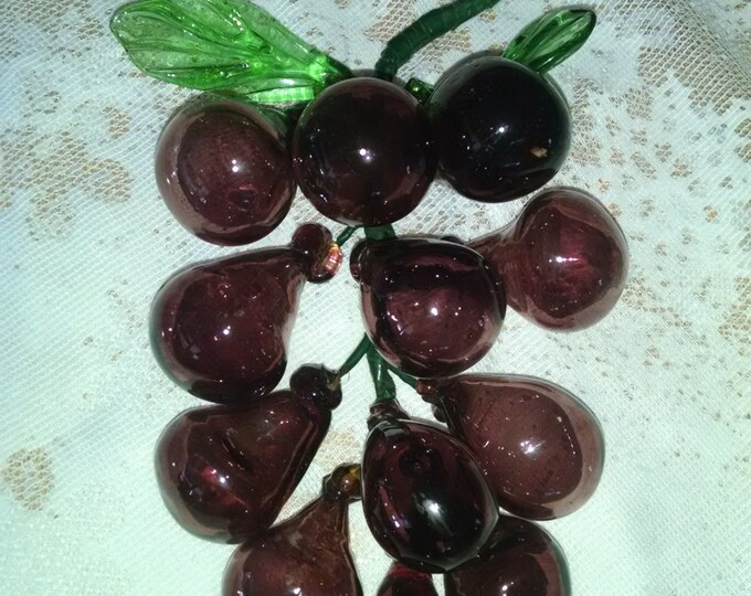 Glass Grape Cluster Vintage Glass Grapes MCM Decor Grape Etsy