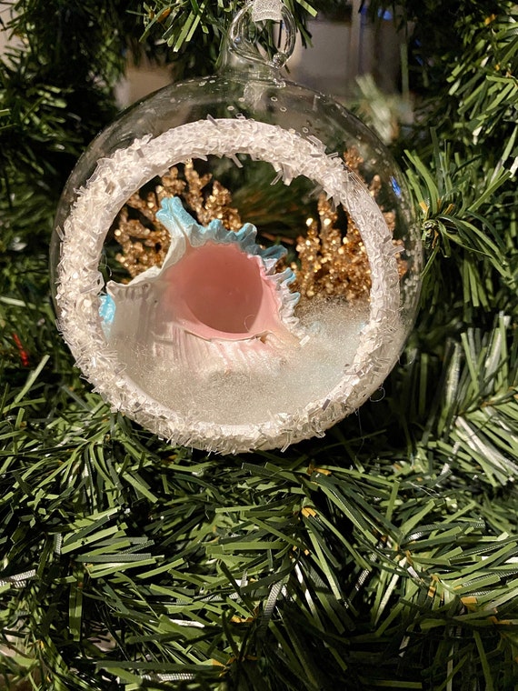 Ocean Snow Globe Ornament Shell And Glitter Coral Reef Etsy 日本