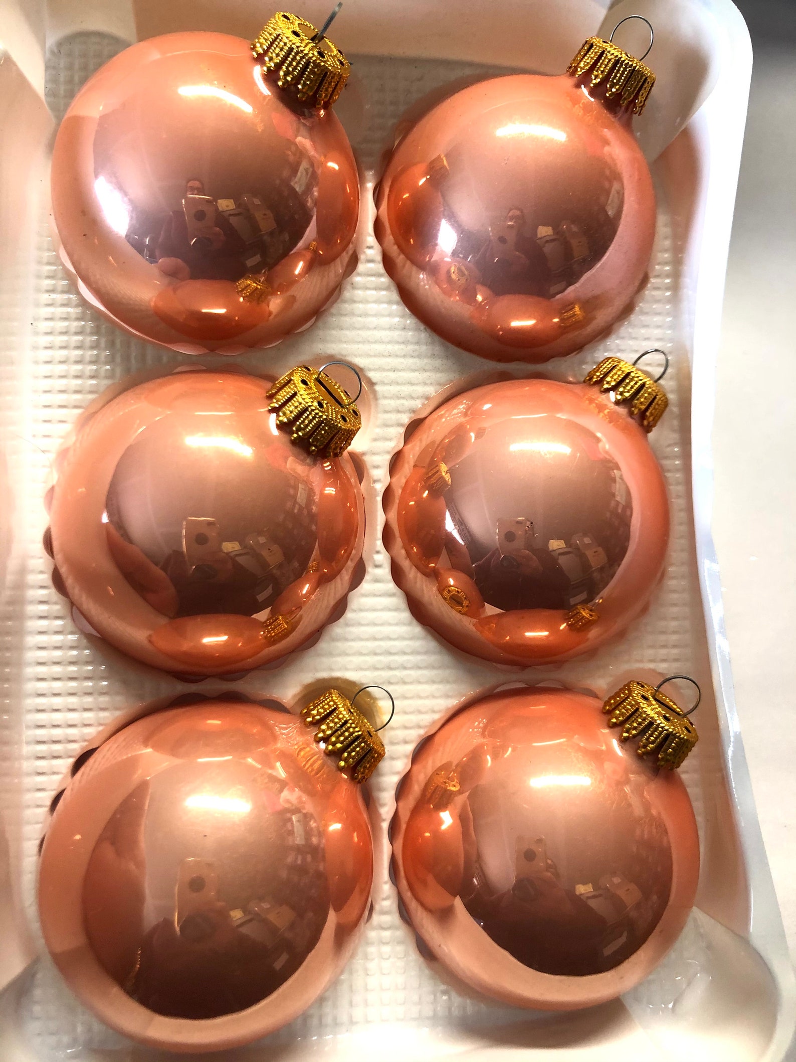 Vintage Christmas Ornaments Coral Salmon Glazed Peach color Etsy