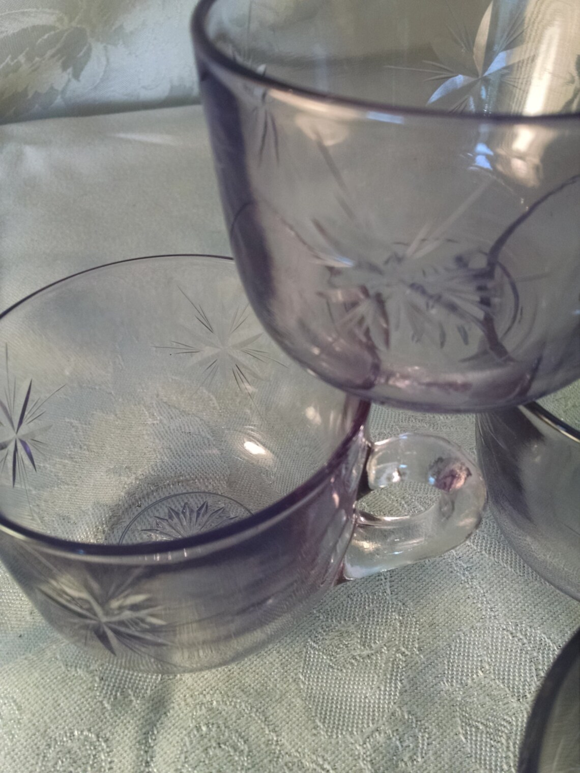 Vintage Depression Glass Tea Cups Purple Amethyst Cups Purple Etsy