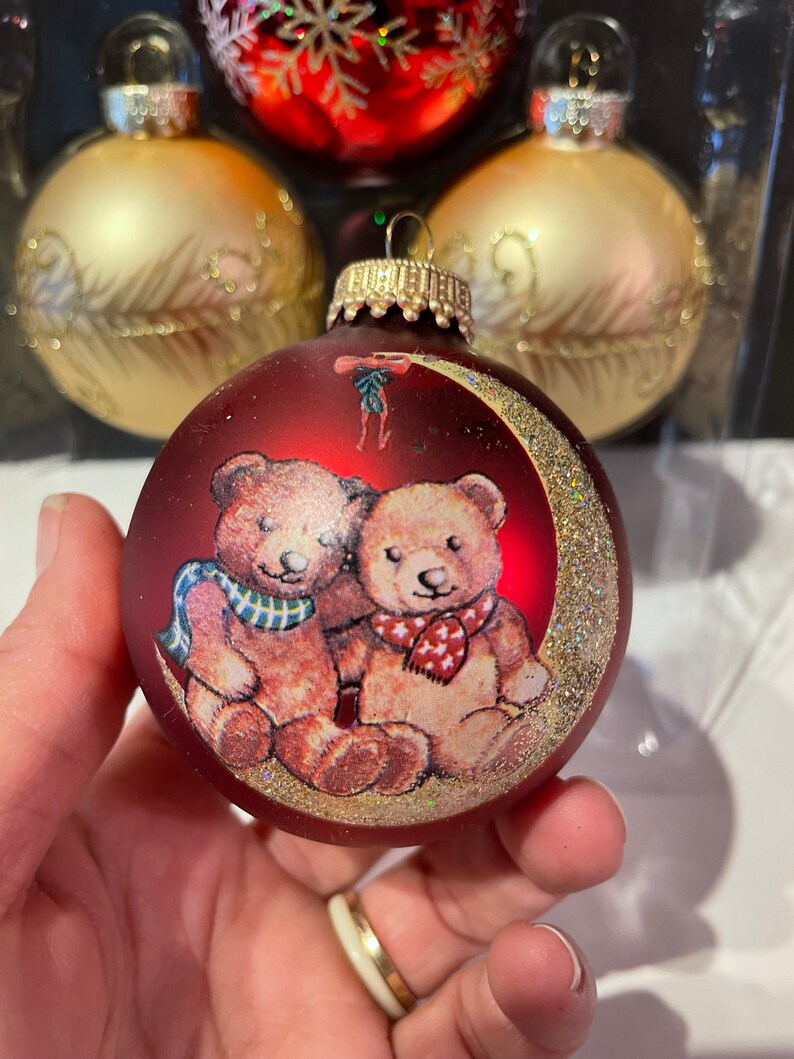 Christmas by Krebs Vintage Red and Gold Christmas Ornaments Etsy